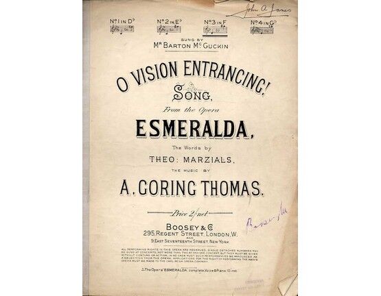 4921 | O Vision Entrancing!  -  Song from the Opera "Esmerelda" in the key of F Major