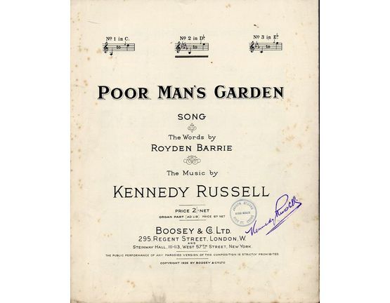 4921 | Poor Man's Garden - Song - Key of D flat major for Medium  Voice