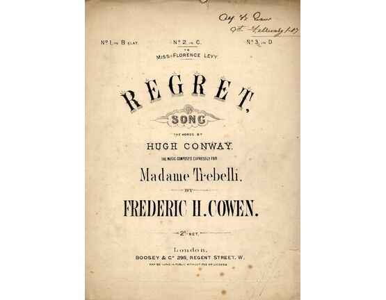 4921 | Regret, dedicated to Miss Florence Levy, composed for Madame Trebelli