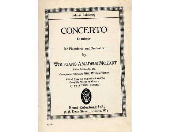 4944 | Concreto for Piano and Orchestra in D Minor - Miniature Orchestra Score