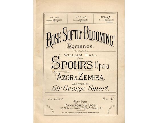 5014 | Rose Softly Blooming! - Romance - From Spohr's Opera Azor & Zemira - In the key of A major