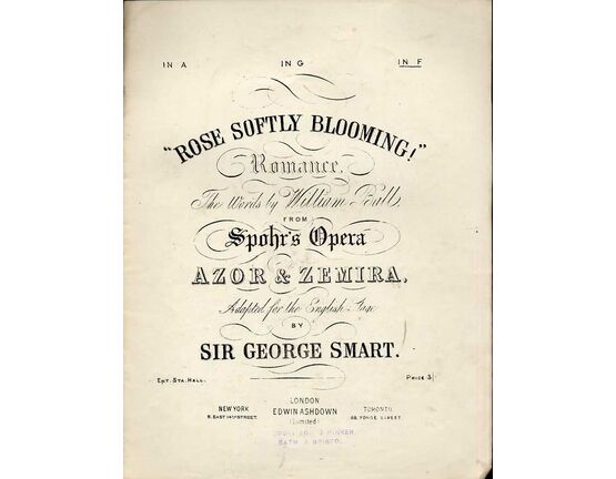 5014 | Rose Softly Blooming! - Romance - From Spohr's Opera Azor & Zemira - In the key of F major