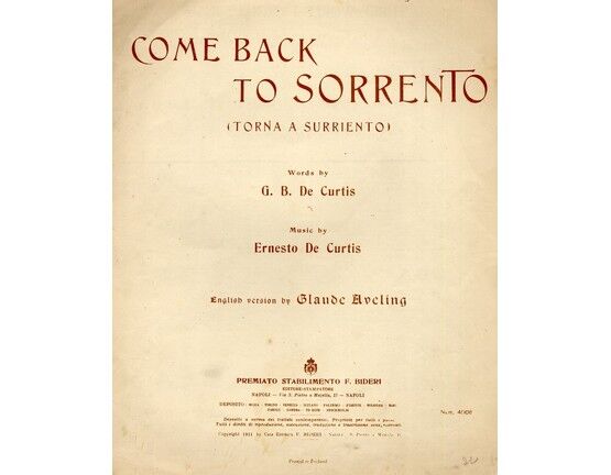 5038 | Come Back to Sorrento (Torna a Surriento) - Song in the key of E major