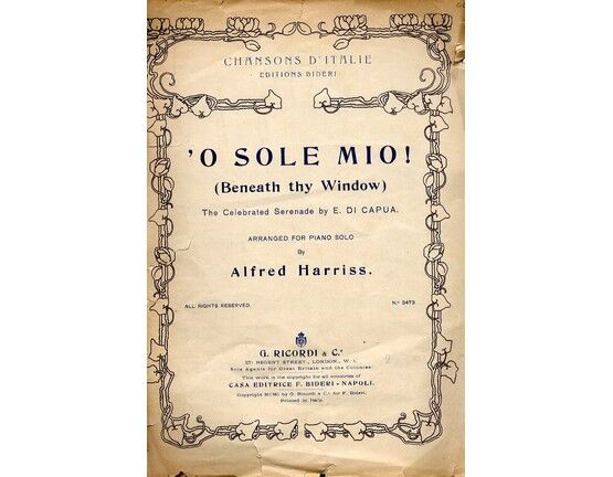 5038 | O Sole Mio (Beneath thy window) arranged for piano solo
