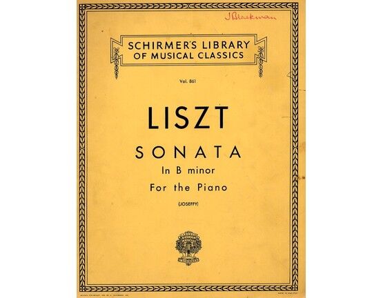 5071 | Franz Liszt - Sonata in B Minor for the Piano - Schirmer's Library of Musical Classics Vol. 861