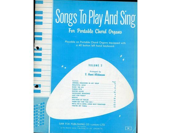 5080 | Songs to Play & Sing - for portable chord organs