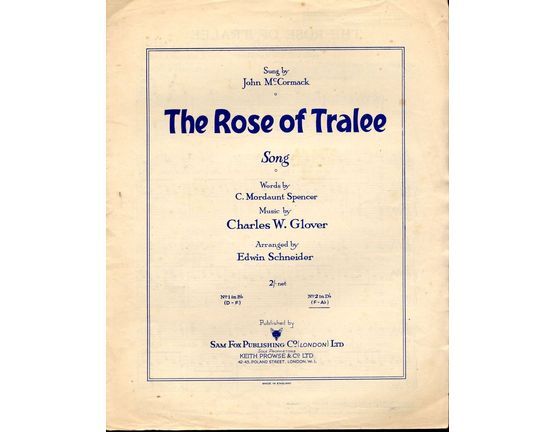 5080 | The Rose of Tralee - Song - In the Key of D flat major for low voice