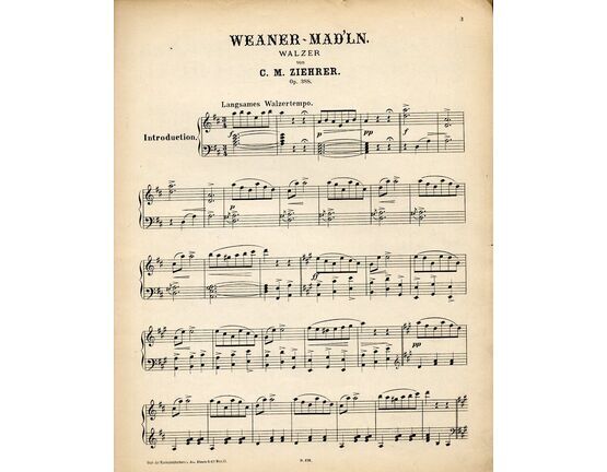 5085 | Weaner Mad'ln - Walzer - Op. 388 - For Piano Solo