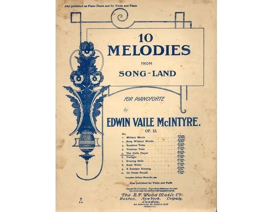 5136 | Edwin Vaile Mcintyre - 10 Melodies From Song land for Pianoforte - Op. 12 - The Cello Player - No.5 - Edition Wood No. 234