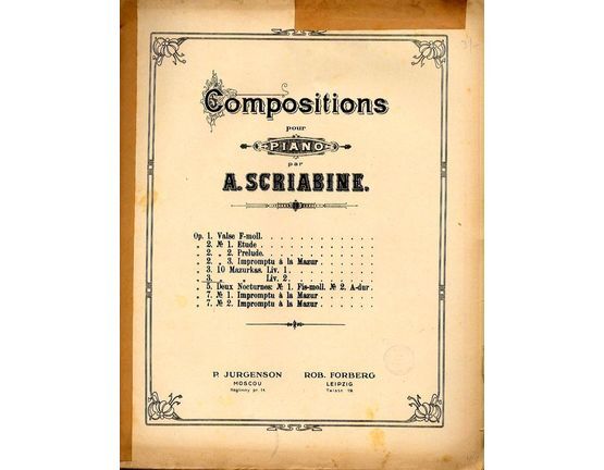5161 | Compositions pour Piano - Opus 3 - 10 Mazurkas - Book II