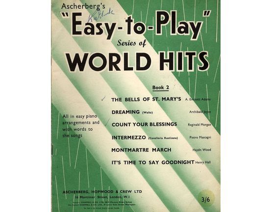 5167 | Ascherbergs "Easy to Play" Series of World Hits - Book 2 - Easy Piano Arrangements with Words to Songs