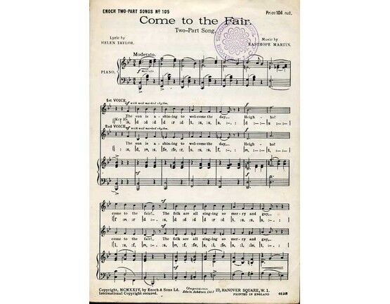 5181 | Come to the Fair - Song from "Three more Songs of the Fair" - Two Part Song