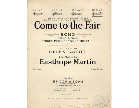 5181 | Come to the Fair  - Song in the Key of C major from "Three more songs of the fair"