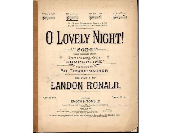 5181 | O Lovely Night  - from "Summertime"  - Song Cycle  - In the key of C major