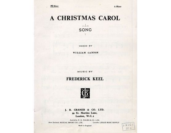 5183 | A Christmas Carol - Song - Key of F sharp minor - For Piano and Voice