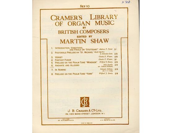 5183 | Andante and Allegro from String Concerto No. 3 in G major - Cramers Library of Organ Music by British Composers - Set 10, No. 6