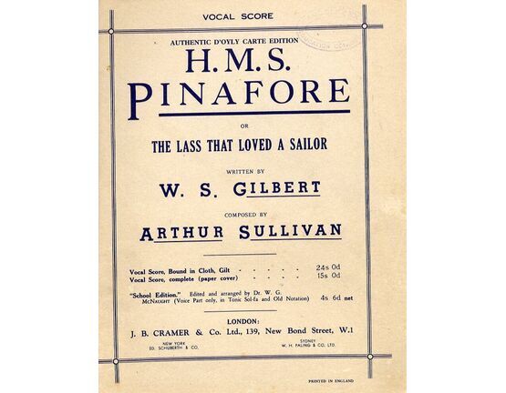 5183 | HMS Pinafore - (The Lass That Loved a Sailor) - Full Vocal Score