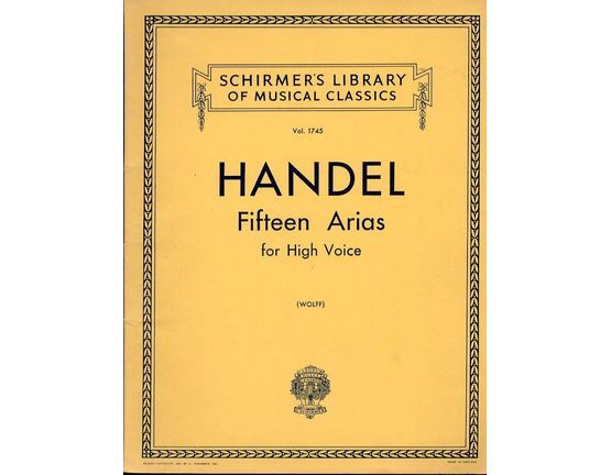 5273 | Fifteen Arias for High Voice - Vol. 1745 - Schirmer's Library of Musical Classics