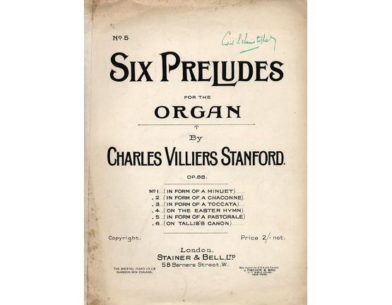 5275 | Charles Villiers Stanford Prelude (In Form of a Pastorale) - Op. 88 - Six Preludes for the Organ Series No. 5