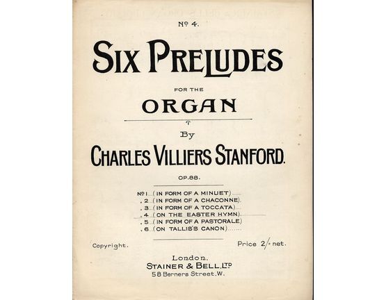 5275 | Charles Villiers Stanford Prelude (On The Easter Hymn) - Op. 88 - Six Preludes for the Organ Series No. 4