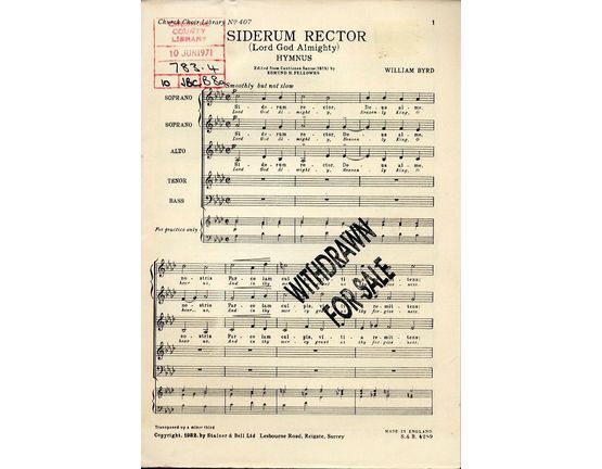 5275 | Siderum Rector (Lord God Almighty) Hymnus - For Soprano, Soprano, Alto, Tenor, Bass with Piano or Organ accompaniment (for practice only)