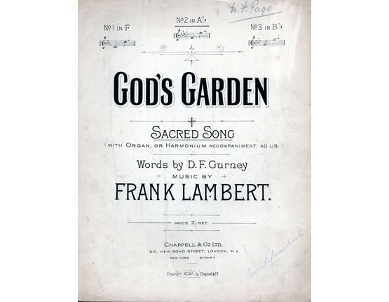 5277 | Gods Garden - Sacred song - Key of A flat major for medium voice