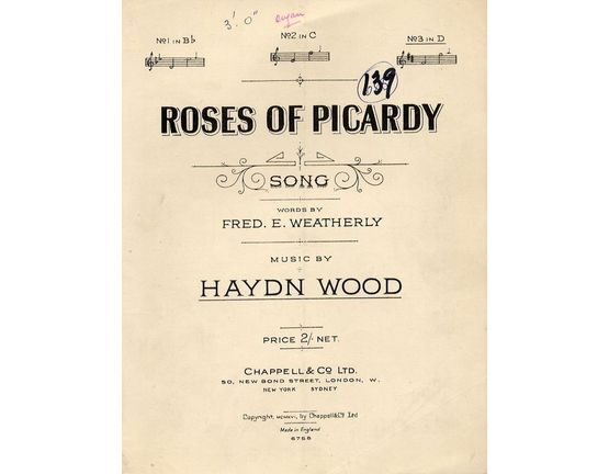 5277 | Roses of Picardy  -  Key of D major, for high voice