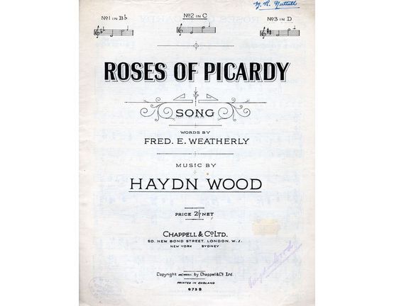 5277 | Roses of Picardy  - Song - In the Key of C major for medium voice