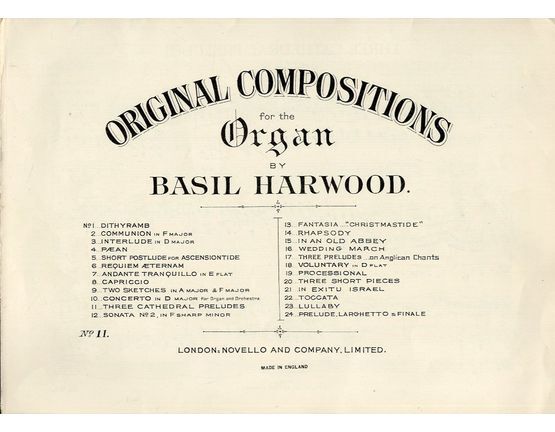 5283 | Original Compositions for Organ - No. 11 - Three Cathedral Preludes