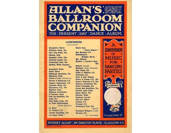 5288 | Allans Ballroom Companion - The Present Day Dance Album - Saxophone Edition - For use withPiano edition