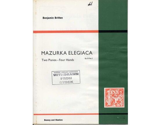 5329 | Britten - Mazurka Elegiaca - For Two Pianos - Op. 23, No. 2