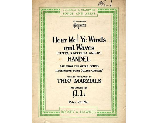 5329 | Hear Me! Ye Winds (Air from the Opera Scipio) and Waves (Recitative from 'Julius Cesar) Tutta Raccolta Ancor - No. 1 in G minor