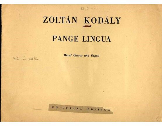5329 | Zoltan Kodaly - Pange Lingua - For Mixed Chorus and Organ