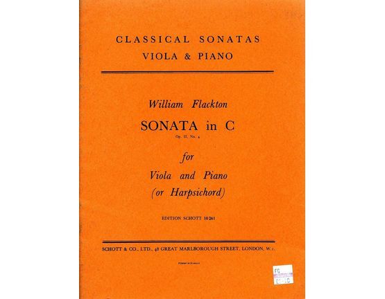 5378 | Sonata in C Op. 11, No. 4 - For Viola and Piano or Harpsichord - With Seperate Viola Part - Edition Schott 10261