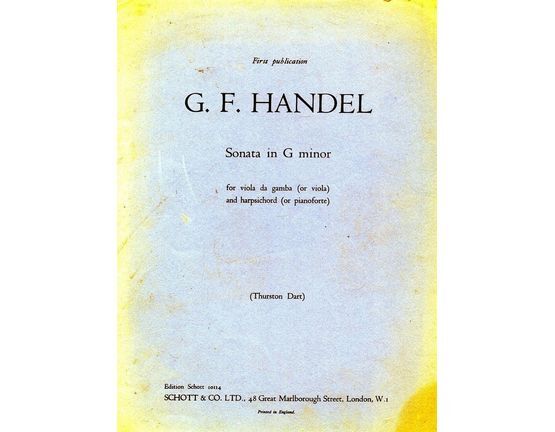 5378 | Sonata in G minor - For Violin and Harpsichord or Piano - With Seperate Viola Part