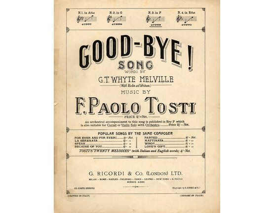 5409 | Good Bye - Song in the key of F major for voice with violin and piano