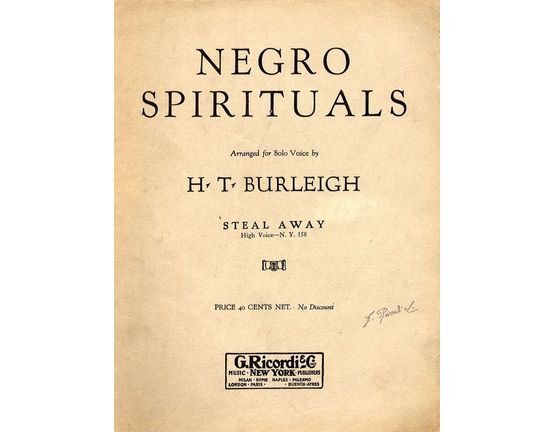 5409 | Steal Away - Negro Spirituals Series - For Solo High Voice with Piano Accompaniment