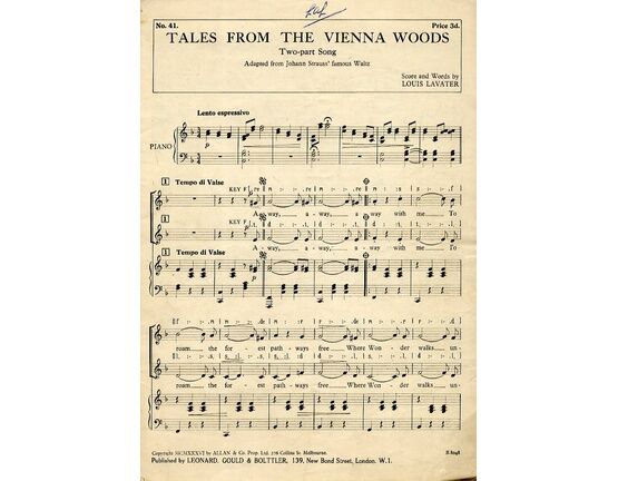 5424 | Strauss - Tales from the Vienna Woods - Two Part Song