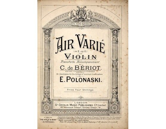 5425 | Air Varie in E - Op. 15 - For violin and piano with seperate violin part