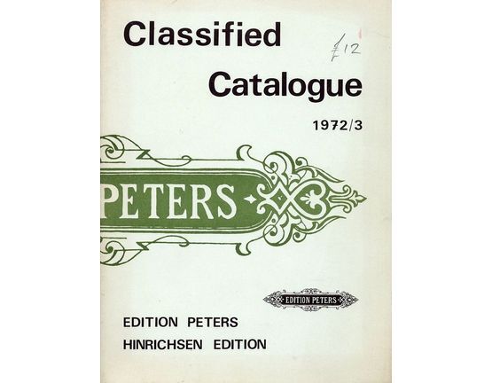 5428 | Classified Catalogue - 1972/1973 - Edition Peters/Hinrichsen Edition -  Edition Numbers Guide