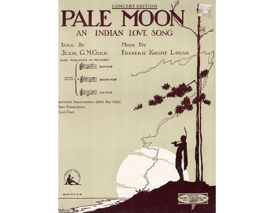 5470 | Pale Moon - An Indian Love Song - Key of A flat major for medium voice - Concert Edition