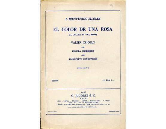 5480 | El Color de Una Rosa (Il Colore du Una Rosa) - Valzer Criollo - Per Piccola Orchestra con Pianoforte Conduttore - For Dance Band