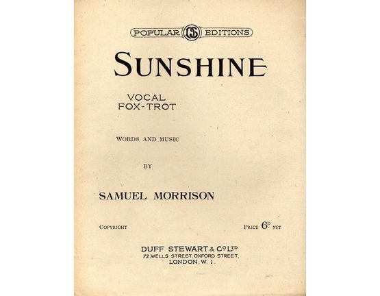 5521 | Sunshine - Vocal Fox-trot - Duff Stewart & Co Popular Editions