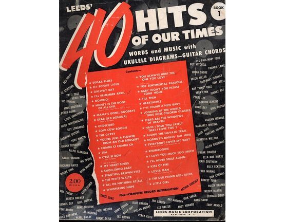 5532 | Forty Hits of Our Times Book 1, words and music with ukelele diagrams and guitar chords