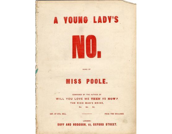 557 | A Young Ladys No - Song sung by Miss Poole