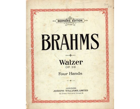 5597 | Brahms - Walzer, Op. 39, for four hands - Berners Edition No. 15060