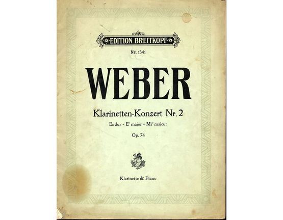 5599 | Klarinetten Konzert - No. 2 - In E major - Op. 74 - Edition Breitkopf Nr. 1541 - For Clarinet & Piano
