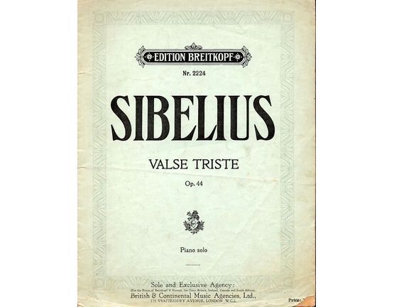 5599 | Valse Triste - Op. 44 - For Piano Solo - Edition Breitkopf No. 2224