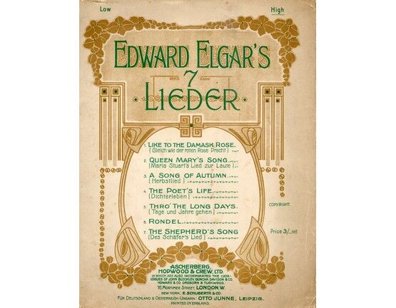 5708 | Edward Elgar's 7 Lieder -  For High Voice