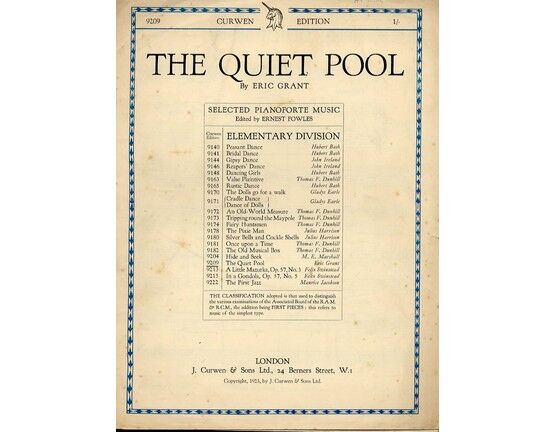575 | The Quiet Pool - Elementary Piano Solo - Curwen Edition No. 9209